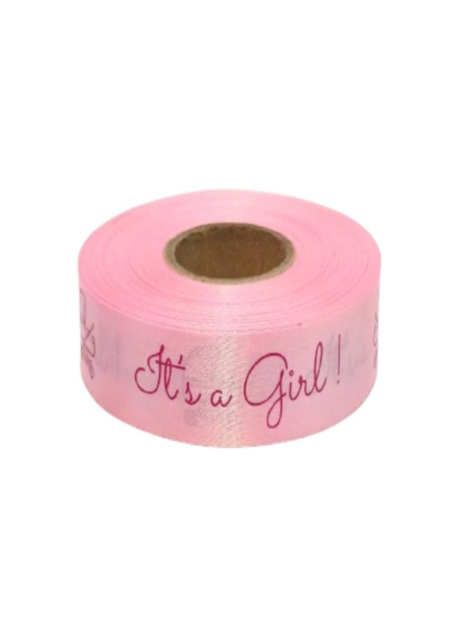 MUDRAK PRINTS It’s a Girl Printed Satin Ribbon Roll - 30 Meters, 20mm Wide | Baby Shower Decoration, Gift Wrapping, DIY Crafts & Party Supplies - Pink Baby Girl Ribbon - Image 1